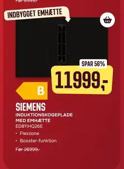 Skousen SIEMENS INDUKTIONSKOGEPLADE MED EMHÆTTE ED811HQ26E, DKK 11999 tilbud