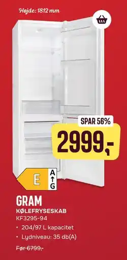 Skousen GRAM KØLEFRYSESKAB KF3295, DKK 2999 tilbud