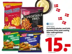 Lidl HARVEST BASKET Kartoffelkroketter med fyld, pommes frites med coating eller rodfrugtfritter tilbud