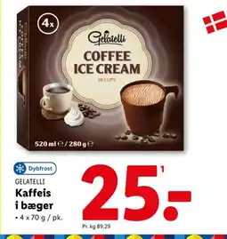 Lidl GELATELLI Kaffeis i bæger tilbud
