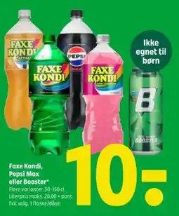 Coop 365 Faxe Kondi, Pepsi Max eller Booster tilbud