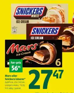 Coop 365 Mars eller Snickers isbarer tilbud
