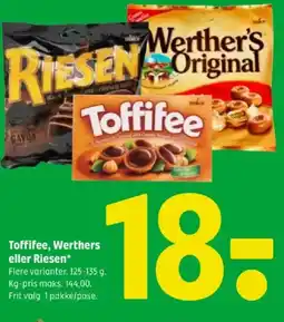 Coop 365 Toffifee, Werthers eller Riesen tilbud