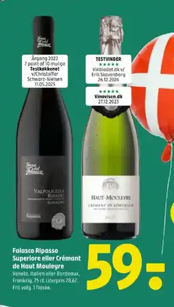Coop 365 Falasco Ripasso Superiore eller Crémant de Haut Mouleyre tilbud