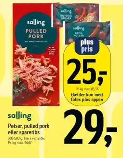 Føtex Pølser, pulled pork eller spareribs tilbud