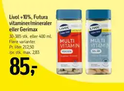 Føtex Livol +10%, Futura vitaminer/mineraler eller Gerimax tilbud