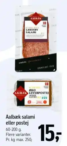 Føtex Aalbæk salami eller postej tilbud