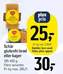 Føtex Schär glutenfri brød eller kager tilbud