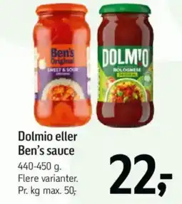 Føtex Dolmio eller Ben's sauce tilbud