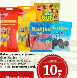 Dagli'Brugsen Malaco, snøre, stjerner eller Katjes tilbud