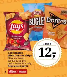 Dagli'Brugsen Lays Bugles eller Doritos chips tilbud