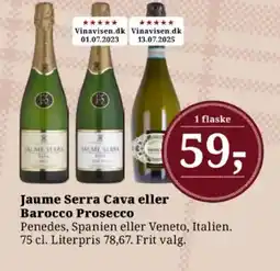 Dagli'Brugsen Jaume Serra Cava eller Barocco Prosecco tilbud