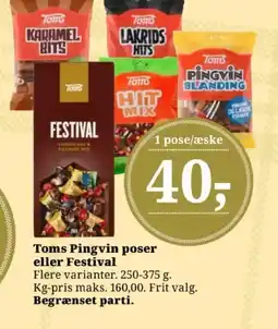 Dagli'Brugsen Toms Pingvin poser eller Festival tilbud
