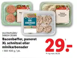Lidl VILSTRUPGÅRD/ DANISH CROWN Baconbøffer, paneret XL schnitzel eller minikarbonader tilbud