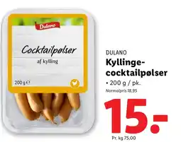 Lidl DULANO Kyllinge- cocktailpølser tilbud