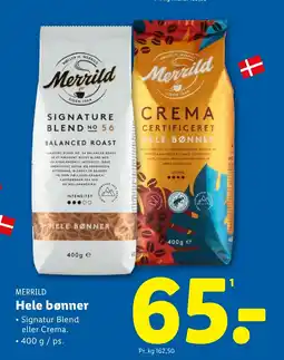 Lidl MERRILD Hele bønner tilbud