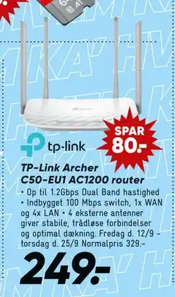 Bilka TP-Link Archer C50-EU1 AC1200 router, DKK 249 tilbud
