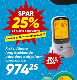 Bilka Alecto langtrækkende udendørs babyalarm, DKK 974.25 tilbud