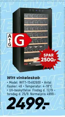 Bilka Witt vinkøleskab, DKK 2499 tilbud