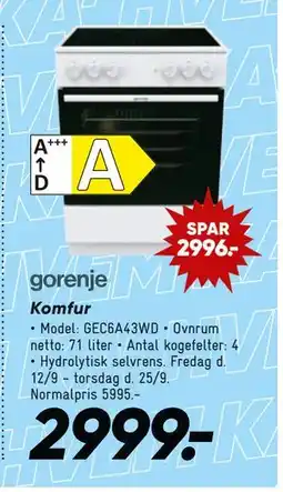 Bilka Komfur, DKK 2999 tilbud