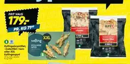Bilka Kyllingebrystfilet, -inderfilet i tern eller XXL kyllingespyd, DKK 179 tilbud