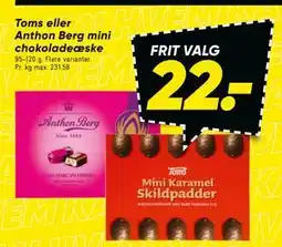 Bilka Toms eller Anthon Berg mini chokoladeæske, DKK 22 tilbud