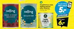 Bilka Foodelicious majs, Salling bønner eller kikærter, DKK 6, App-pris tilbud