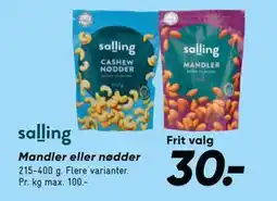 Bilka Mandler eller nødder, DKK 30 tilbud