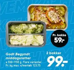Bilka Godt Begyndt middagsretter, DKK 99 tilbud