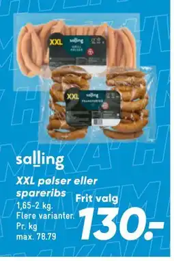 Bilka XXL pølser eller spareribs, DKK 130 tilbud