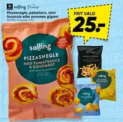 Bilka Pizzasnegle, pølsehorn, mini focaccia eller pommes gigant, DKK 25 tilbud
