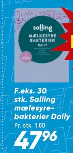 Bilka 30 stk. Salling mælesyrebakterier Daily, DKK 47.96 tilbud