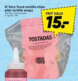 Bilka El Taco Truck tortilla chips eller tortilla wraps, DKK 15 tilbud