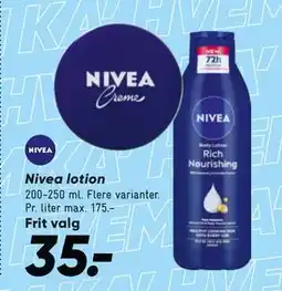 Bilka Nivea lotion, DKK 35 tilbud