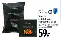 Føtex Tunsteak, hellefisk, rejer eller Gambas pil pil, DKK 59 tilbud