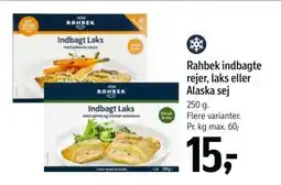 Føtex Rahbek indbagte rejer, laks eller Alaska sej, DKK 15 tilbud