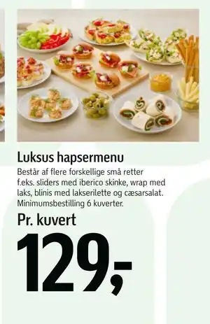 Føtex Luksus hapsermenu, DKK 129 tilbud