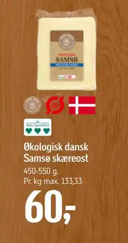 Føtex Økologisk dansk Samsø skæreost, DKK 60 tilbud