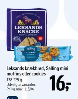 Føtex Leksands knækbrød, Salling mini muffins eller cookies, DKK 16 tilbud