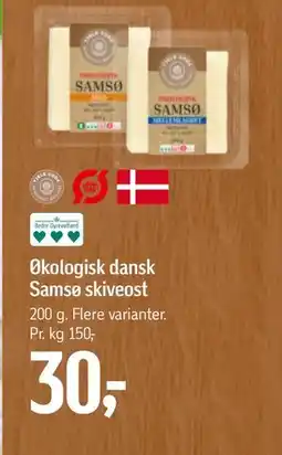 Føtex Økologisk dansk Samsø skiveost, DKK 30 tilbud