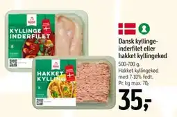 Føtex Dansk kyllingeinderfilet eller hakket kyllingekød, DKK 35 tilbud