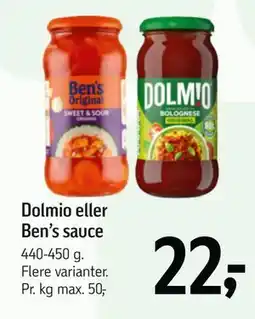 Føtex Dolmio eller Ben’s sauce, DKK 22 tilbud