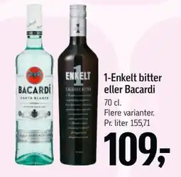 Føtex 1-Enkelt bitter eller Bacardi, DKK 109 tilbud