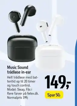 Føtex Music Sound trådløse in-ear, DKK 149 tilbud