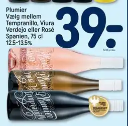 REMA 1000 Plumier Vælg mellem Tempranillo, Viura Verdejo eller Rosé Spanien, 75 cl 12.5-13.5%, DKK 39 tilbud