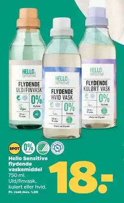 Netto Hello Sensitive flydende vaskemiddel, DKK 18 tilbud