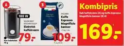 Lidl Køb kaffekværn (A) og kaffe Espresso Magnificio bønner (B), DKK 169 tilbud