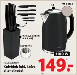 Lidl Knivblok inkl. knive eller elkedel, DKK 149 tilbud