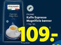 Lidl Kaffe Espresso Magnificio bønner, DKK 109 tilbud