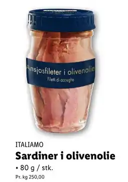 Lidl ITALIAMO Sardiner i olivenolie tilbud